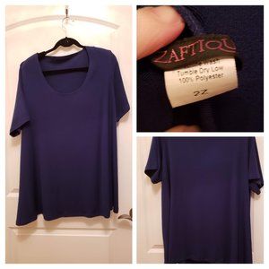 Navy blue slinky short sleeve round neck shirt